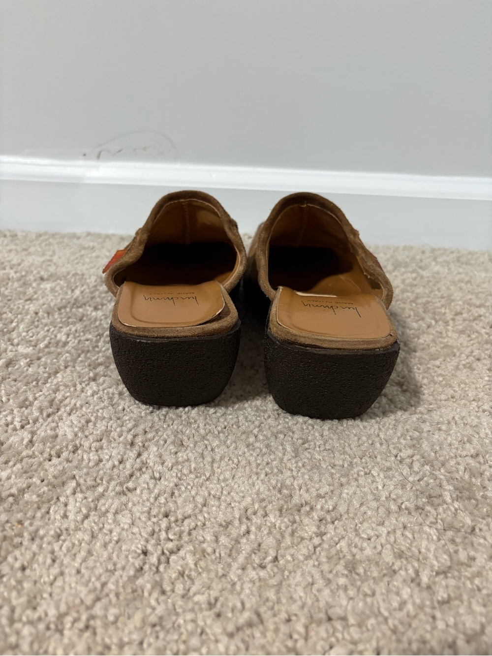 Luichiny Made in Italy Brown Suede Slip-On Mules Size 37 Retro Boho Platform - Picture 5 of 11